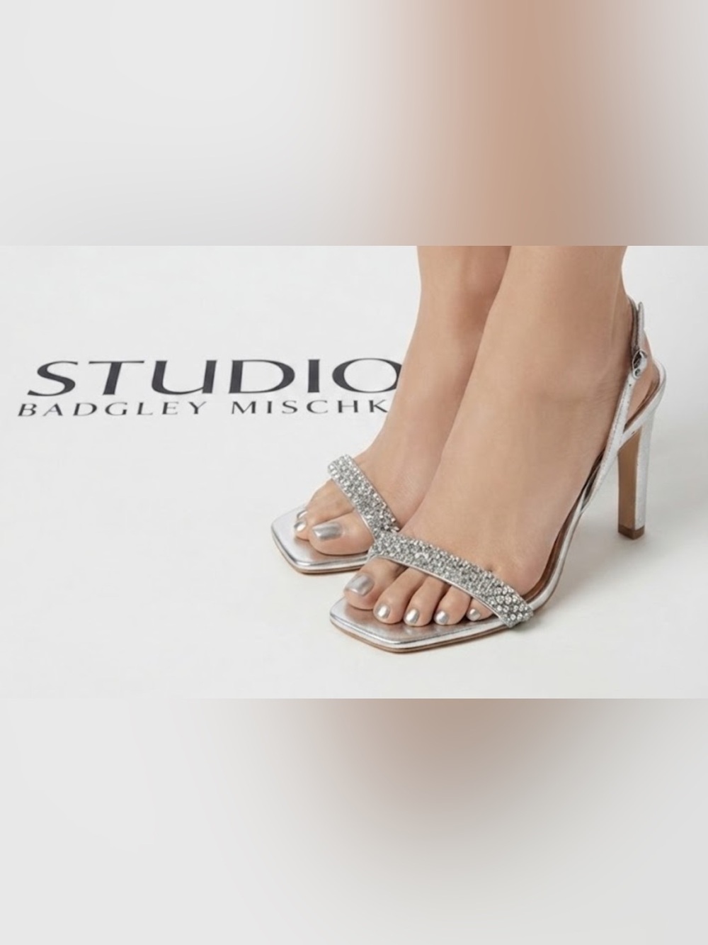Authentic Studio Badgley Mischka silver formal heels sz 8